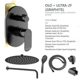 Душевой комплект скрытого монтажа Olo + Ultra-2F (Graphite)